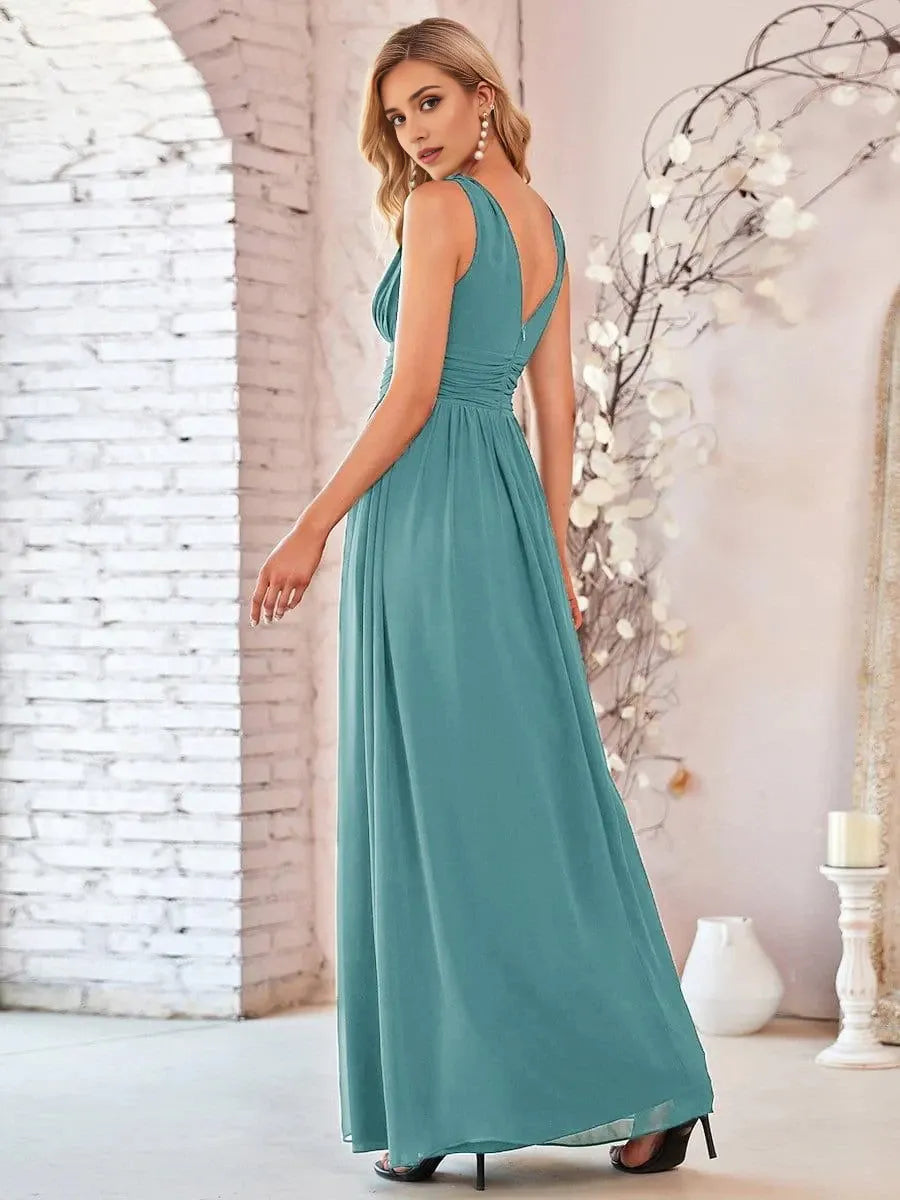 Simple Sexy Sheath/Column V Neck Sleeveless Back Zip Floor-Length Mother of the Bride Dress for women