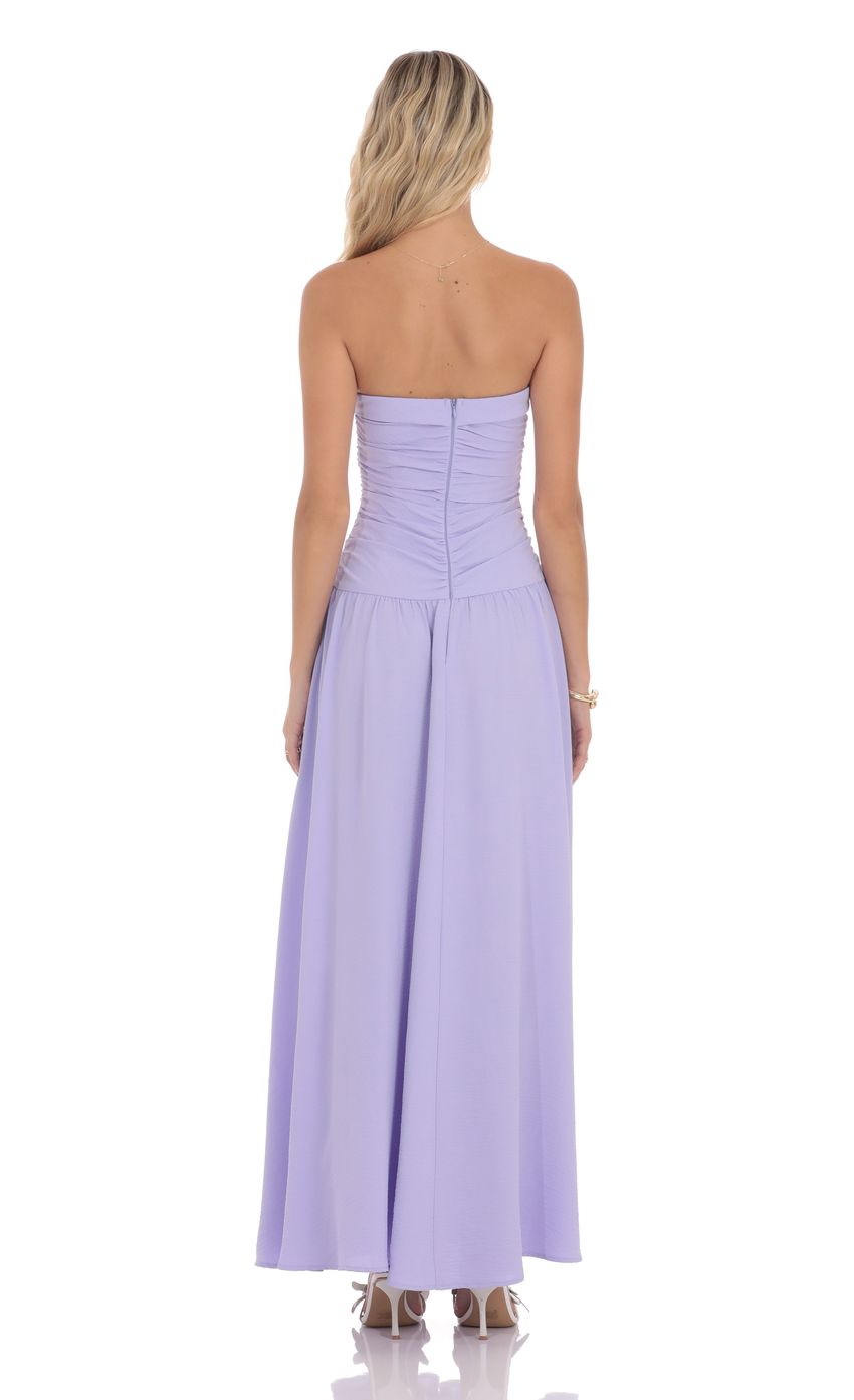 Soft A-Line Strapless Sleeveless Ruched-Bodice Lavender Chiffon Floor-Length Prom Dresses