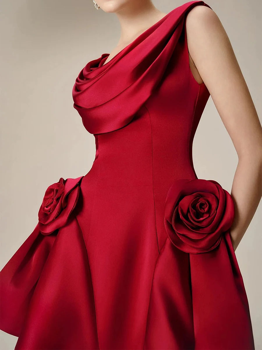 Solid Spliced Appliques Mini Dresses For Women O Neck Sleeveless High Waist Homecoming Dress