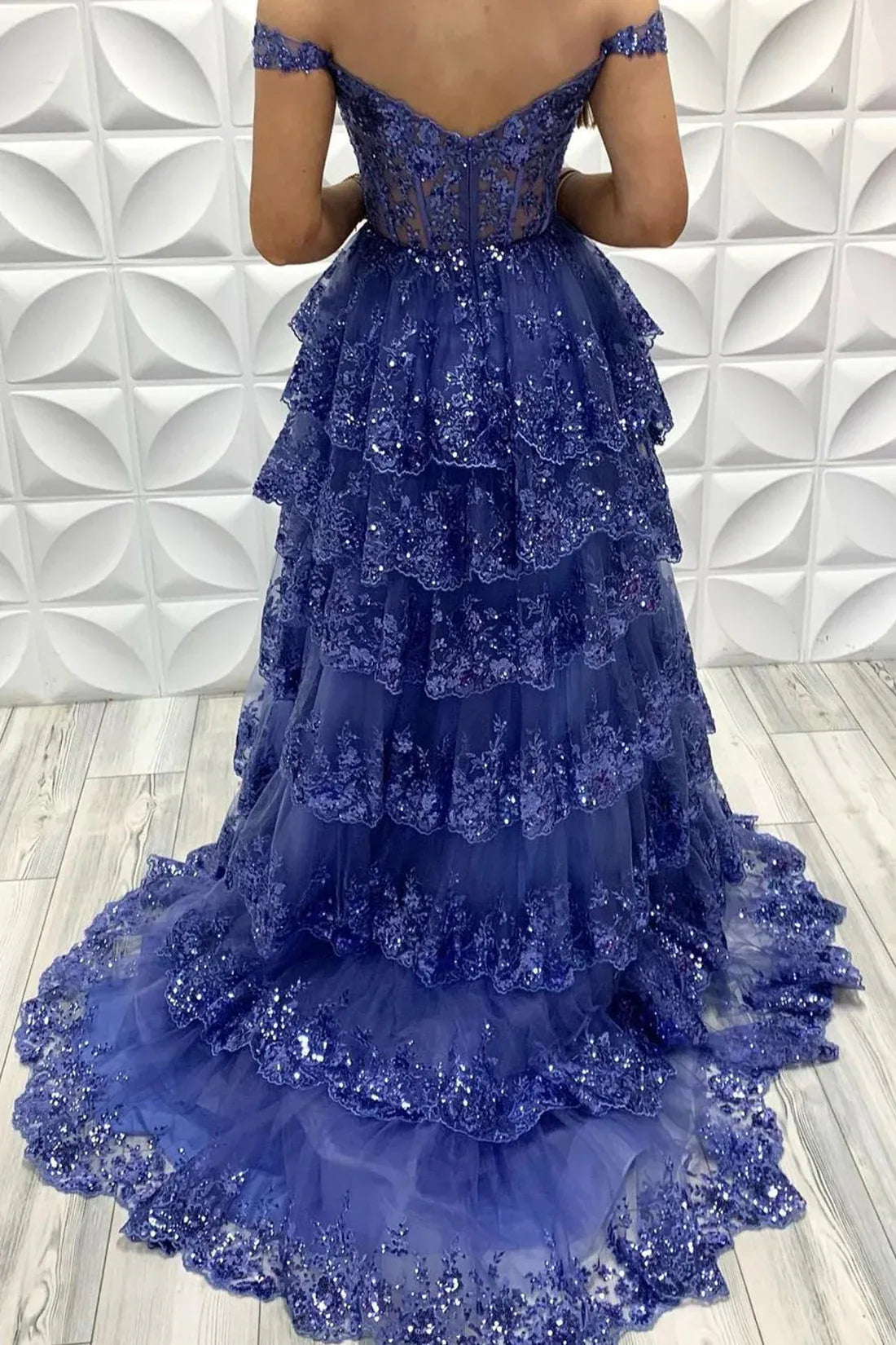 Sparkle A-Line Spaghetti Straps Sleeveless Zipper Up Sweep/Brush Train Prom Dress