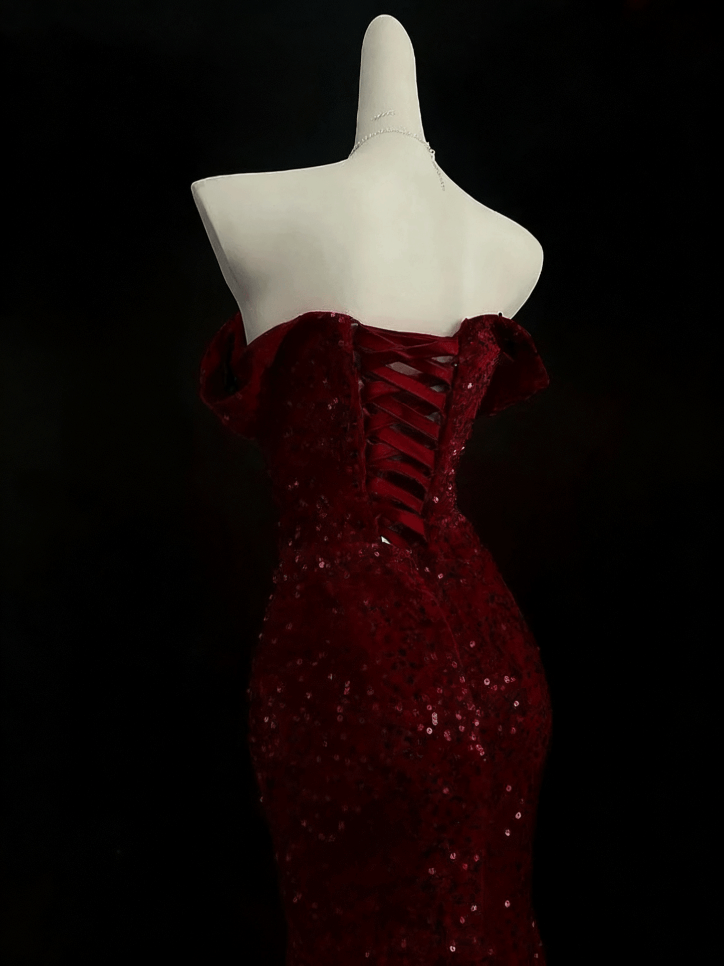 Sparkle Mermaid Strapless Sleeveless Lace Up Floor-Length Evening Dress