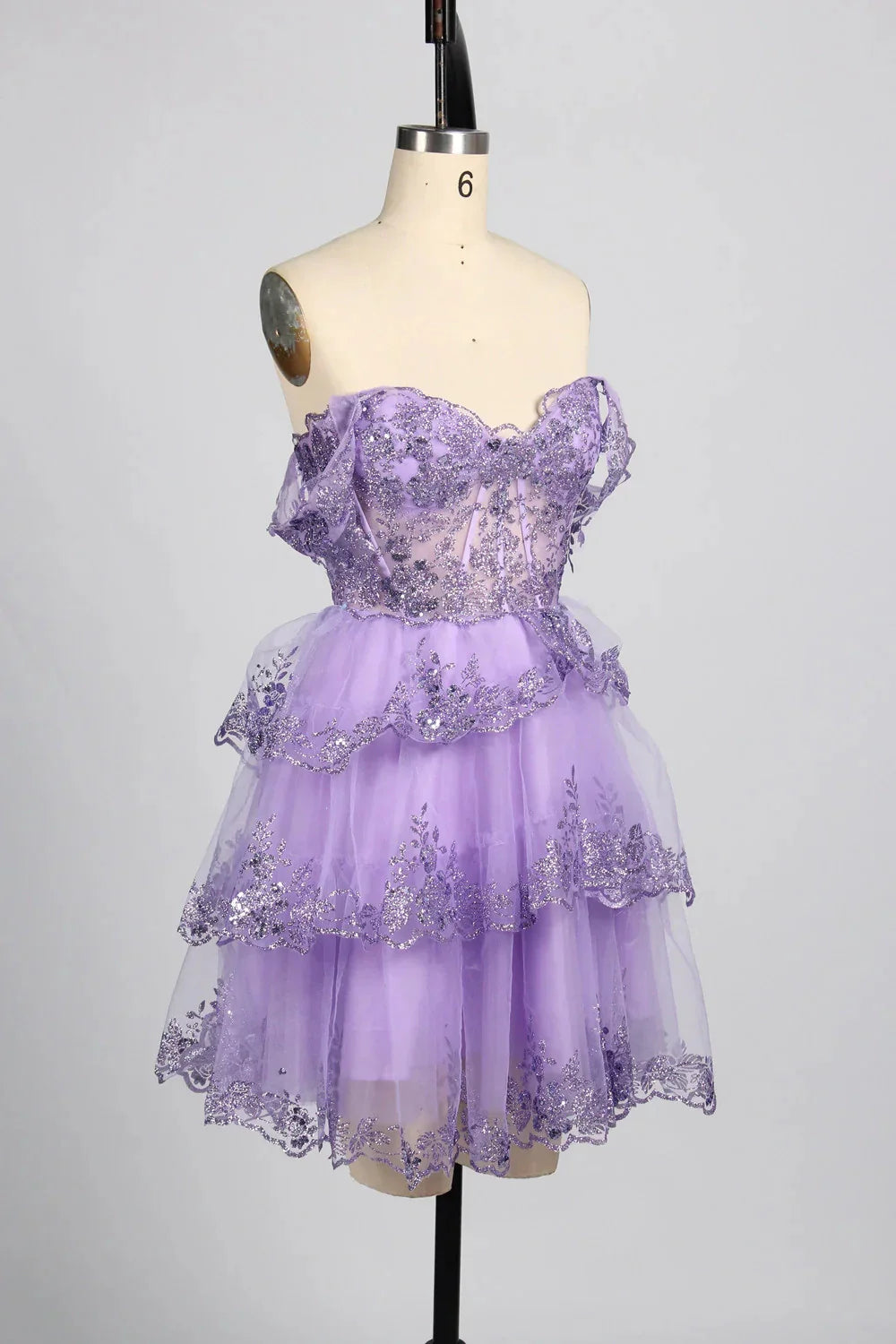 Sparkling Sequin Short Homecoming Dress Lilac Tulle