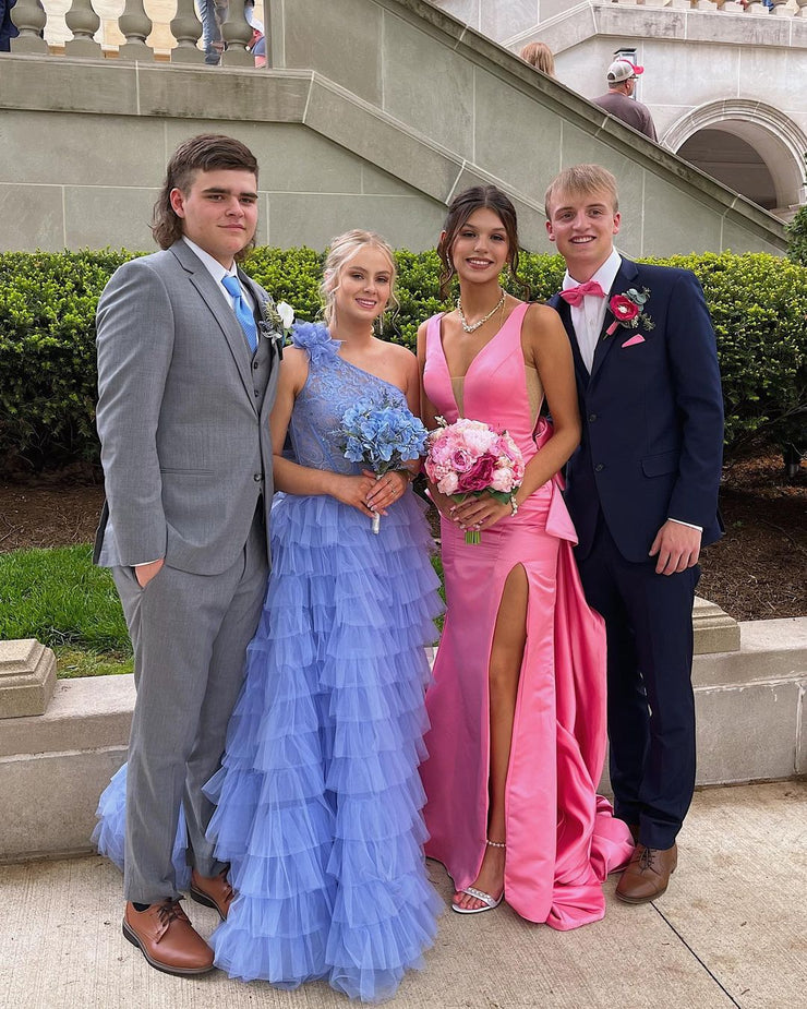 Charming Sweetheart Sheath Pink Saitn Prom Dress with Big Bow