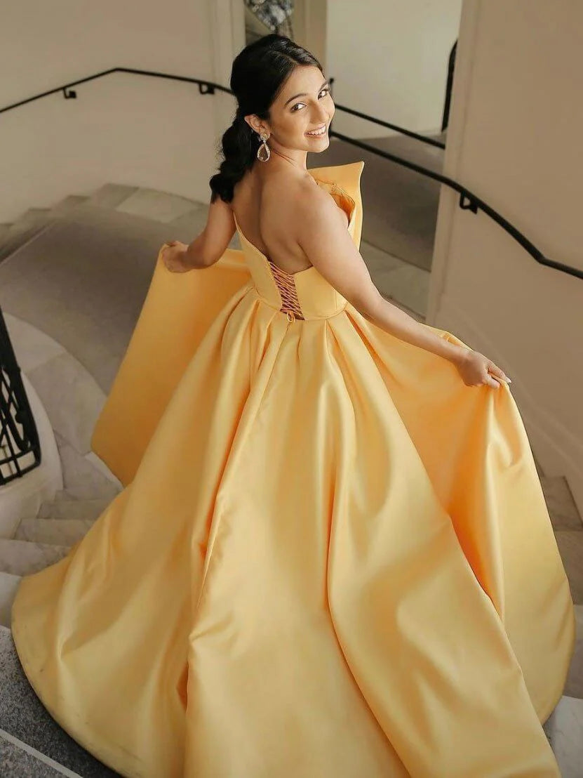 Trendy A-Line Off Shoulder Sleeveless Lace Up Floor-Length Prom Dress
