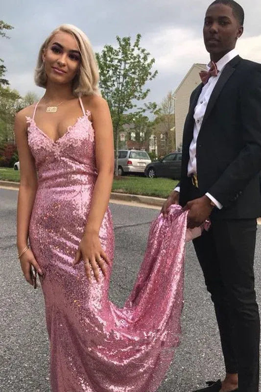 Trendy Mermaid Halter Neck Sleeveless Lace Up Sweep/Brush Train Prom Dress