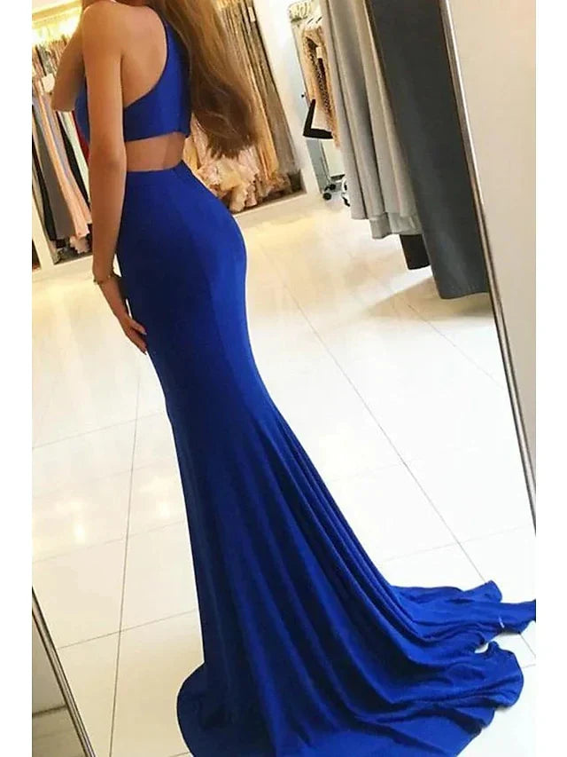 Trumpet Mermaid High Neck Floor-Length Prom Dresses