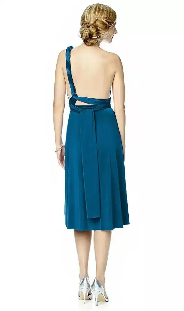 Twist Wrap Convertible Cocktail Dress in Ocean Blue