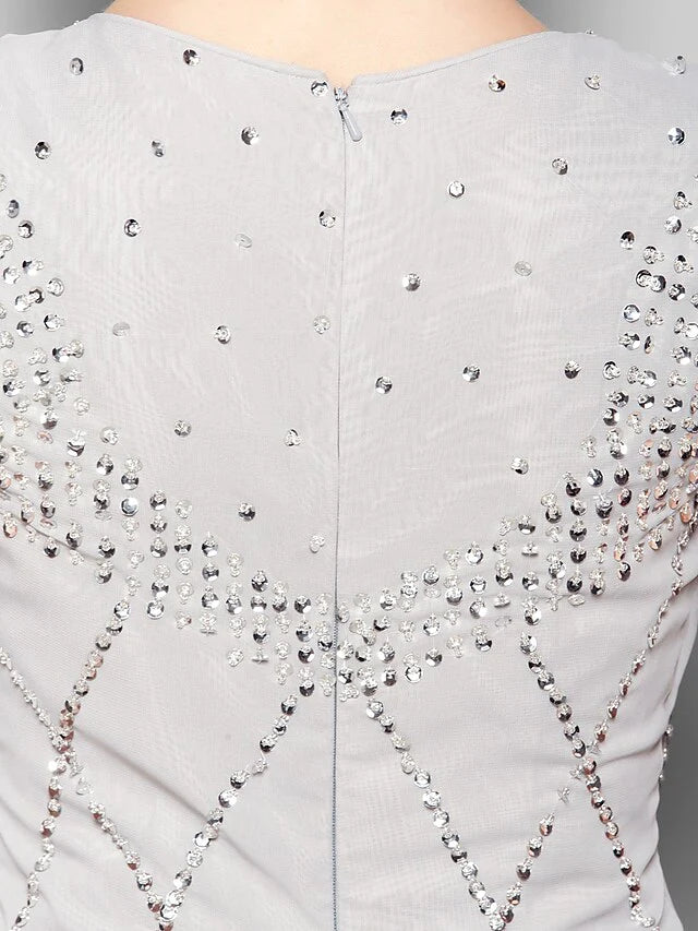 Full length view of the vintage-inspired formal gown.