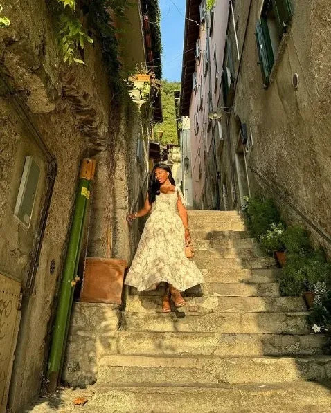 Vintage A-Line Square Neck Sleeveless Flower Tulle Ankle-Length Prom Dress