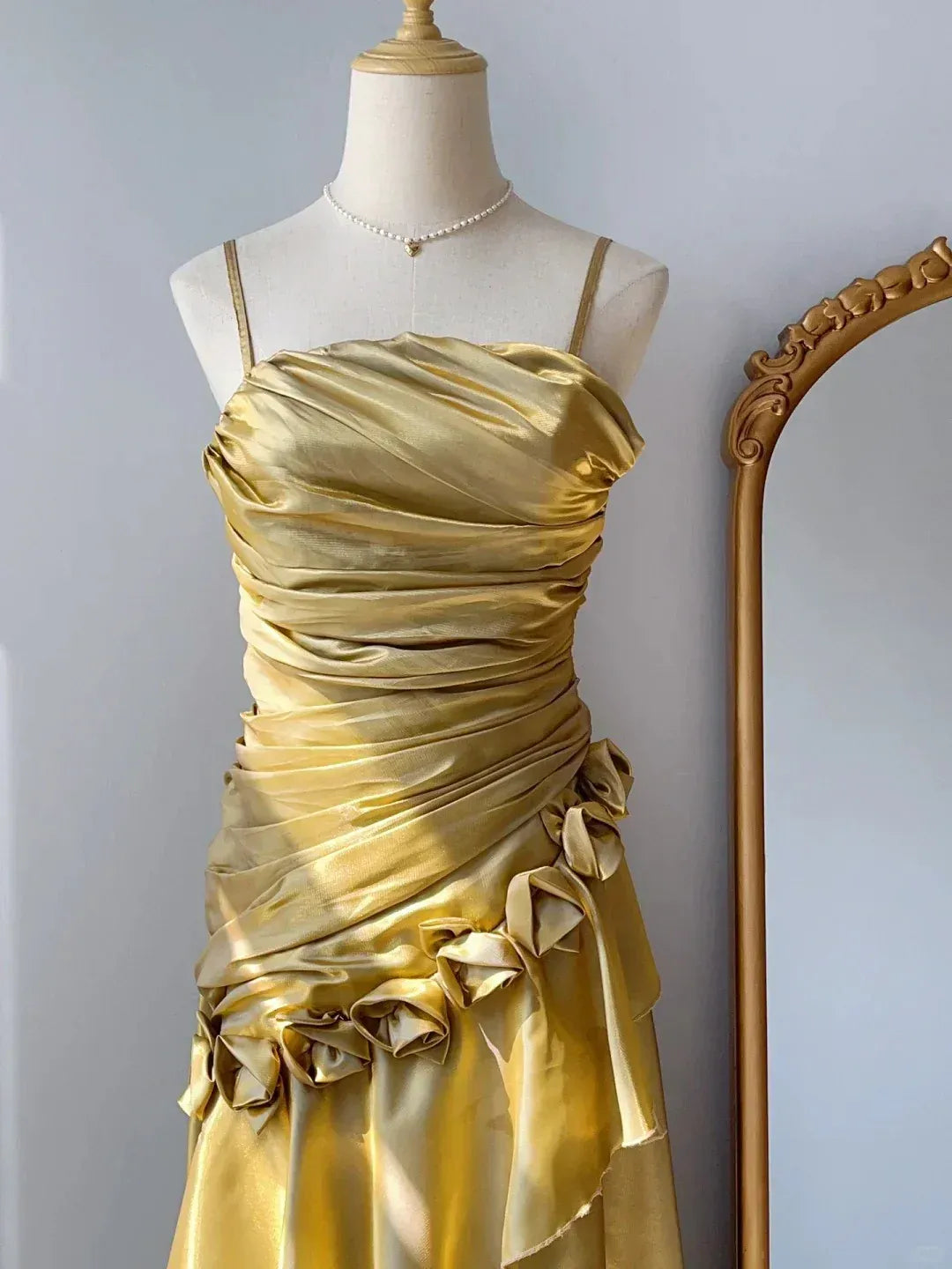 Vintage A Line Spaghetti Straps Sleeveless Lace Up Floor-Length Prom Dress