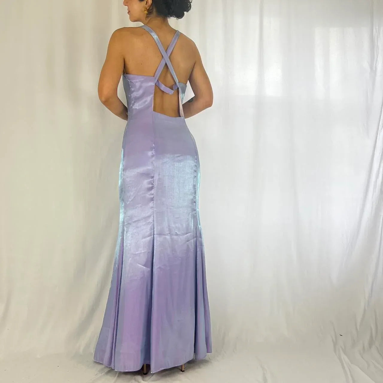 Vintage Mermaid/Trumpet Square Neck Sleeveless Satin Floor-Length Prom Dress