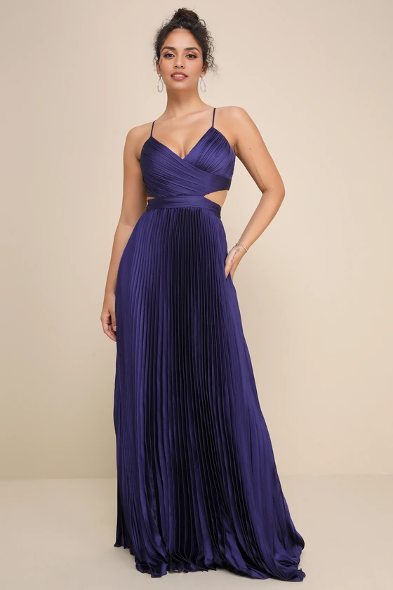 Quyihu Prom Dress In Store Got the Glam Wine Red Pleated Cutout Maxi Dress Formal Women's Dresses