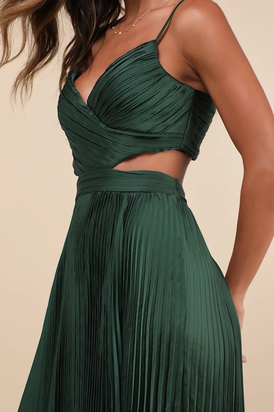 Quyihu Prom Dress In Store Got the Glam Wine Red Pleated Cutout Maxi Dress Formal Women's Dresses