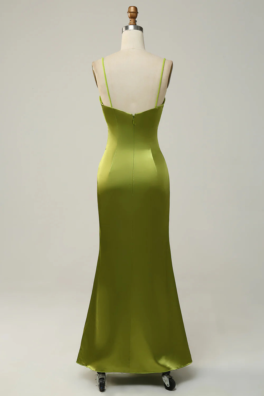 Sheath Spaghetti Straps Lemon Bridesmaid Dress with Silt