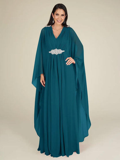 Chiffon Mother of the Bride Dresse V-Neck Sleeveless A-Line Applique Wedding Guest Dresses