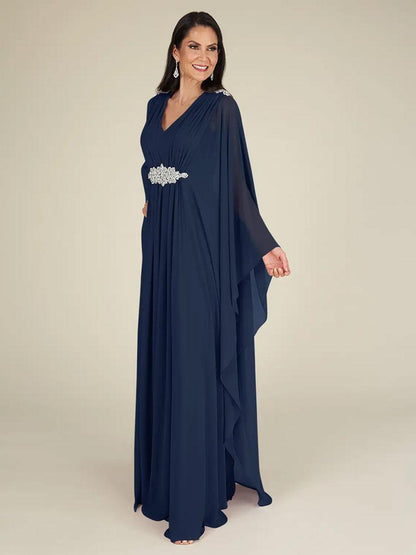 Chiffon Mother of the Bride Dresse V-Neck Sleeveless A-Line Applique Wedding Guest Dresses