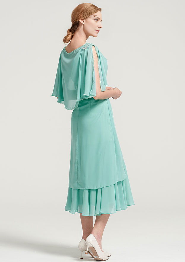 Chiffon Mother of the Bride Dress With Side Draping Crystal Detailing Ruffles