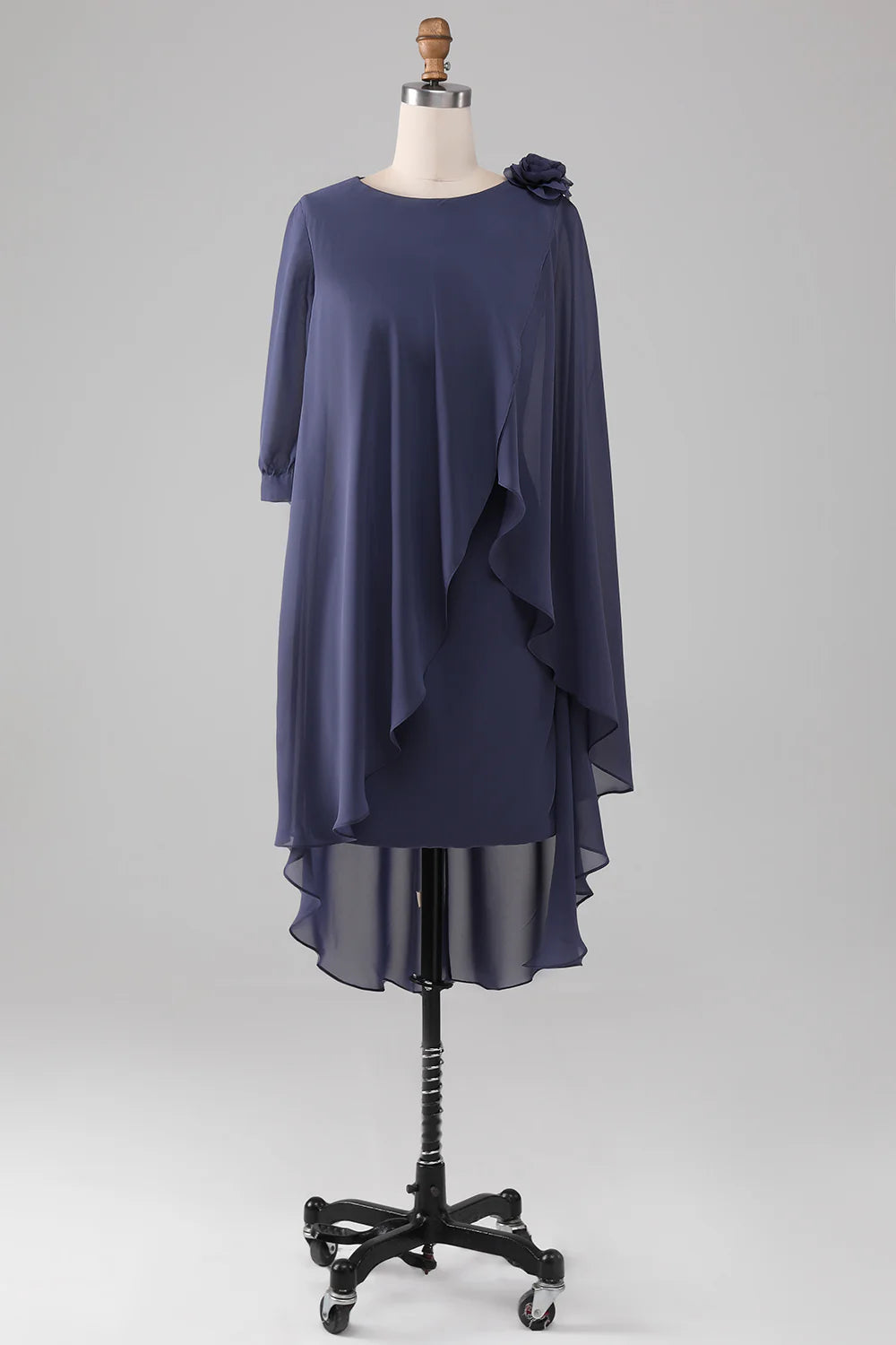 Sheath/Column Scoop Beaded Shoulder flower Chiffon Mother of the Bride Dress