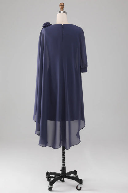 Sheath/Column Scoop Beaded Shoulder flower Chiffon Mother of the Bride Dress