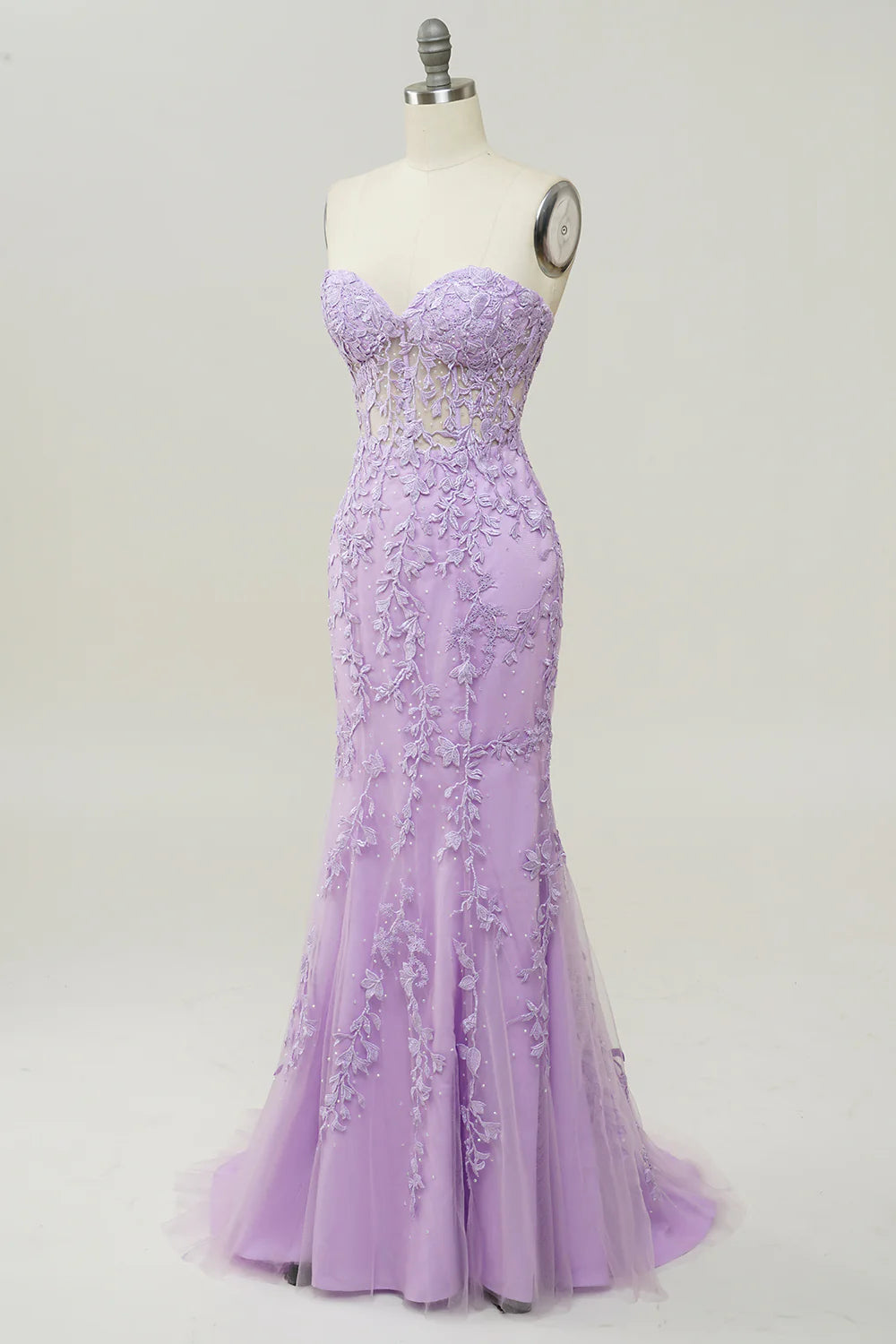 Mermaid Purple Sweetheart Neck Floor-length Prom Dress With Appliques