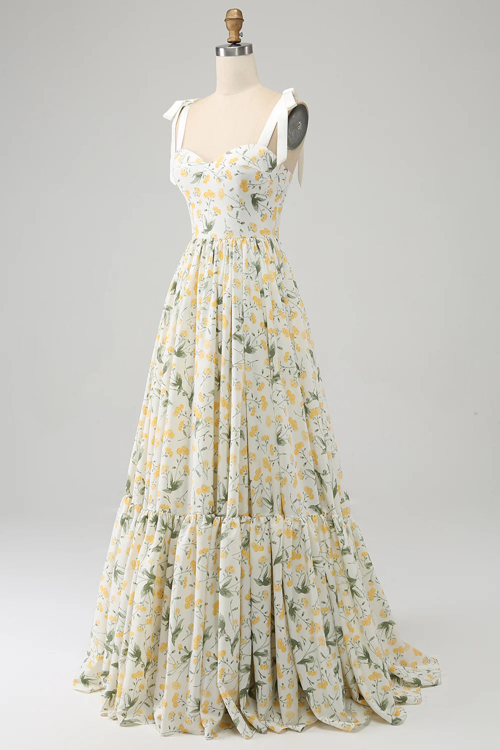 A-Line Floral Long Sweetheart Floor-length Prom Dress
