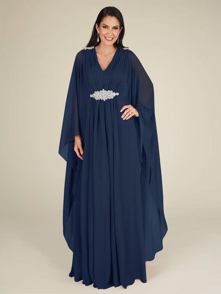 Chiffon Mother of the Bride Dresse V-Neck Sleeveless A-Line Applique Wedding Guest Dresses