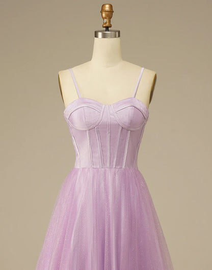 A-Line Long Sweetheart Dress Tulle Prom Dress