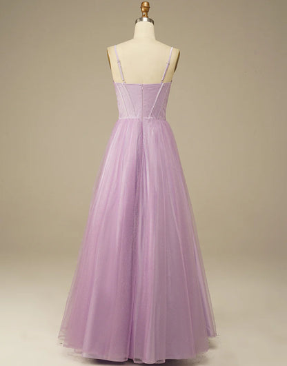 A-Line Long Sweetheart Dress Tulle Prom Dress