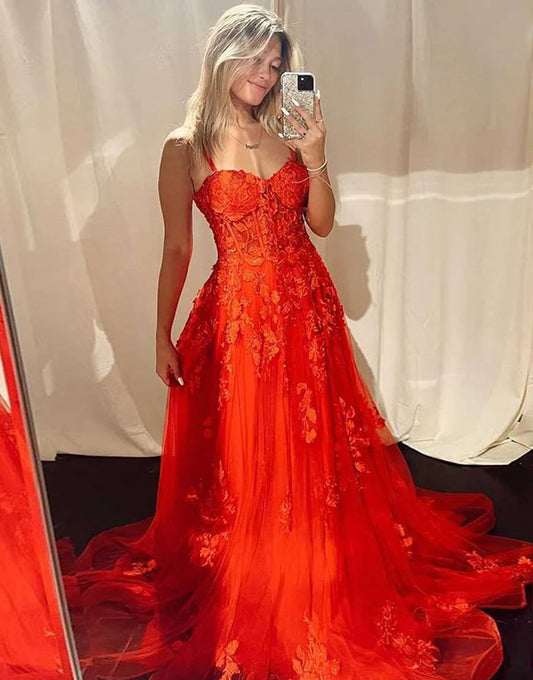 A-Line Off the Shoulder Tulle Long Prom Dress with Appliques