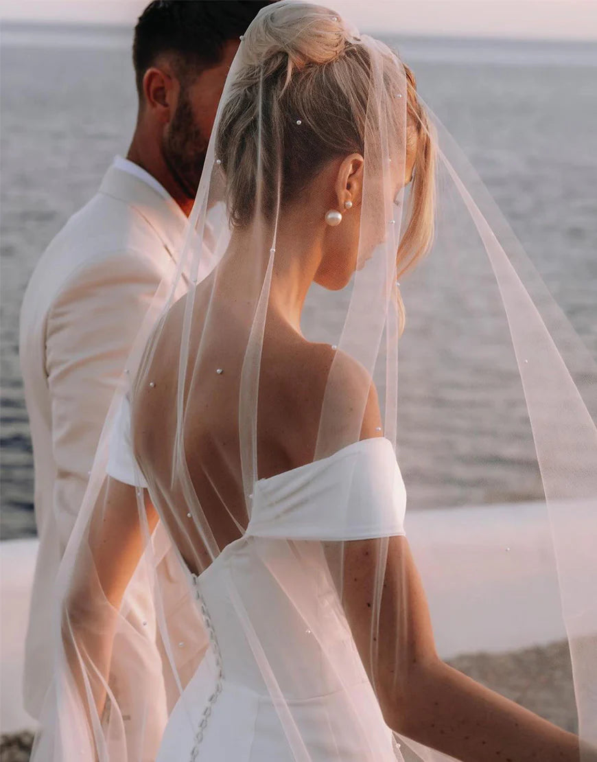 Mermaid Off the Shoulder Wedding Dress with Split