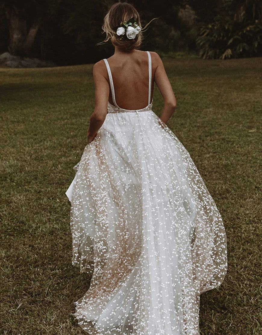A-Line Plus Size Beach Wedding Dress