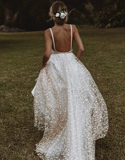 A-Line Plus Size Beach Wedding Dress