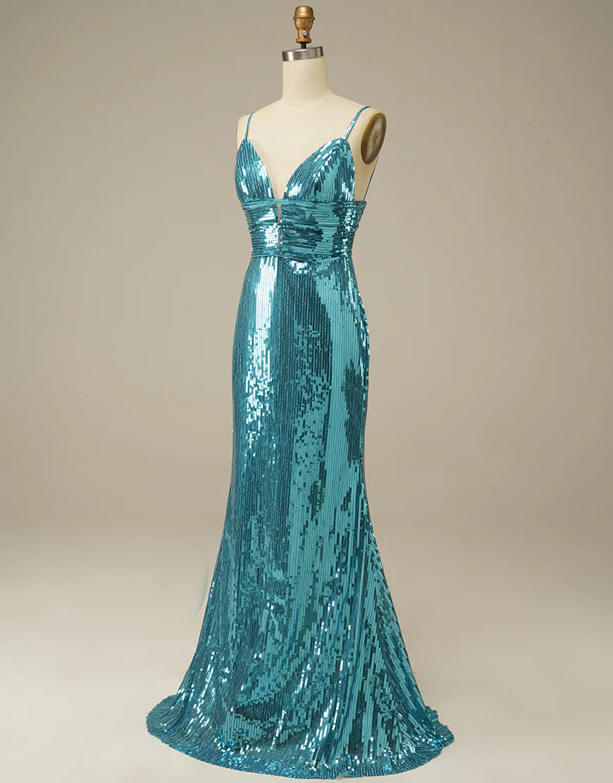 Mermaid Long Open Back Backless Prom Dress