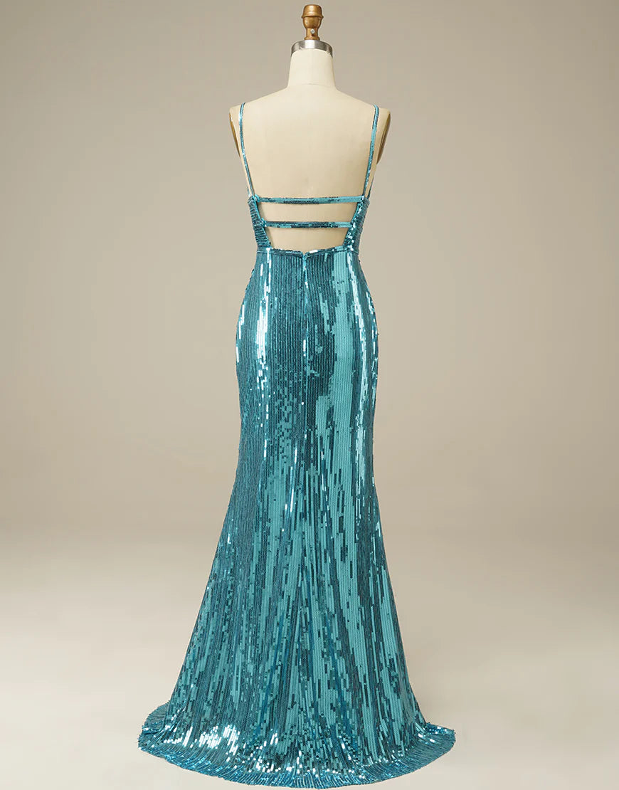 Mermaid Long Open Back Backless Prom Dress