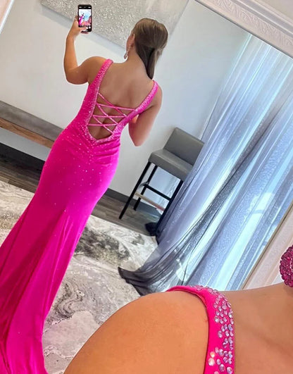 Mermaid Prom Dress with Beading Sweep Train Dresses