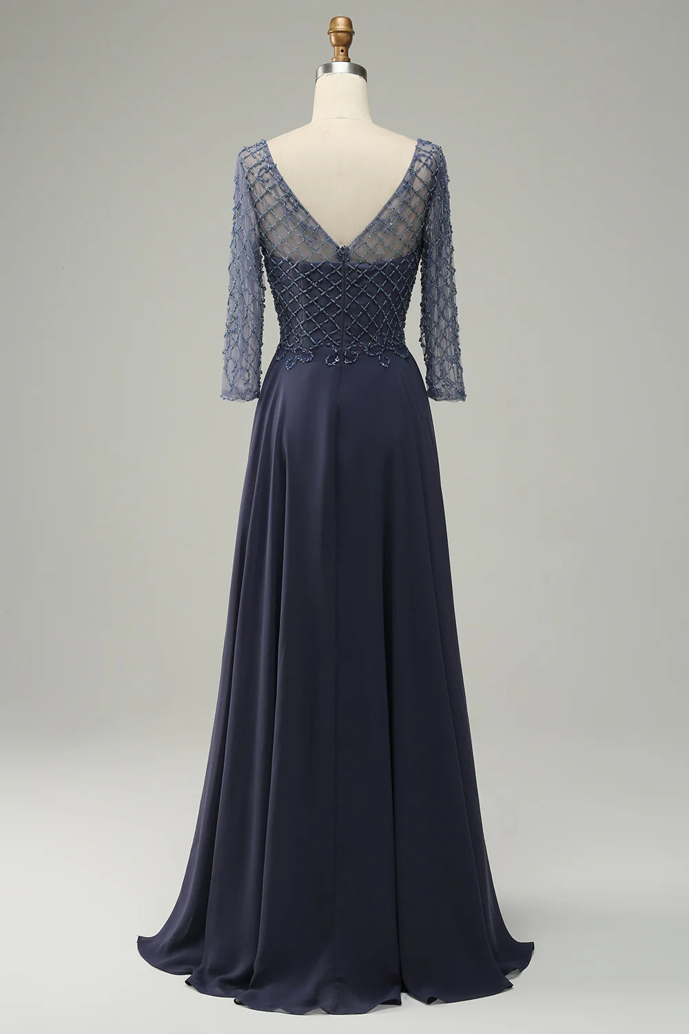 A-Line Beading Long Sleeves Mother of Bride Dress