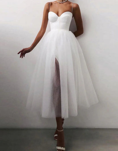 Black A-Line Tulle Simple Sweetheart Prom Dress