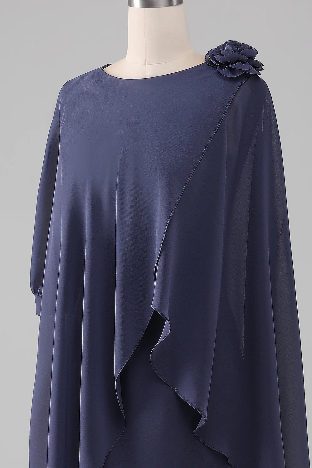 Sheath/Column Scoop Beaded Shoulder flower Chiffon Mother of the Bride Dress
