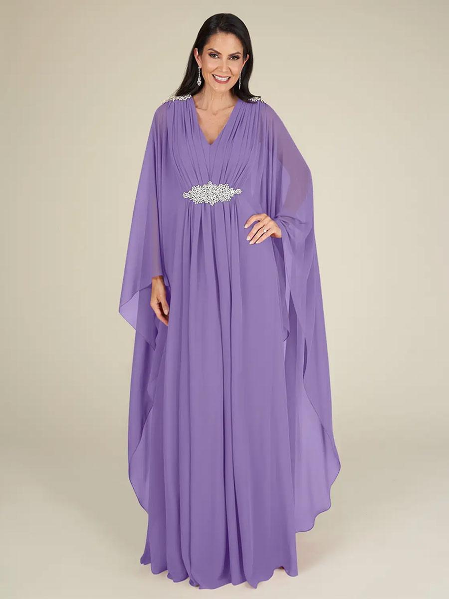 Chiffon Mother of the Bride Dresse V-Neck Sleeveless A-Line Applique Wedding Guest Dresses