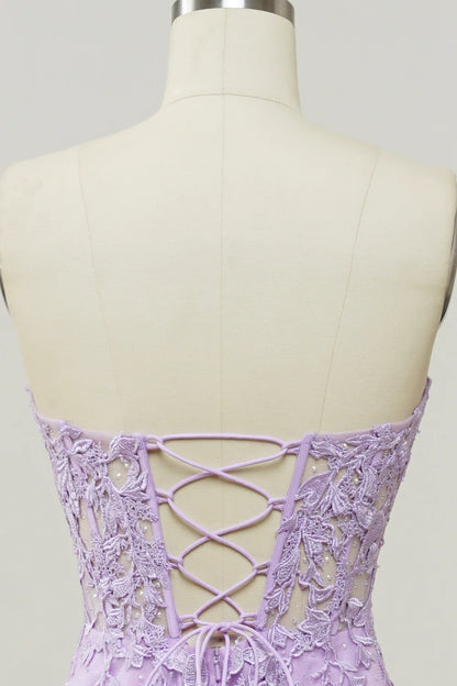 Mermaid Purple Sweetheart Neck Floor-length Prom Dress With Appliques