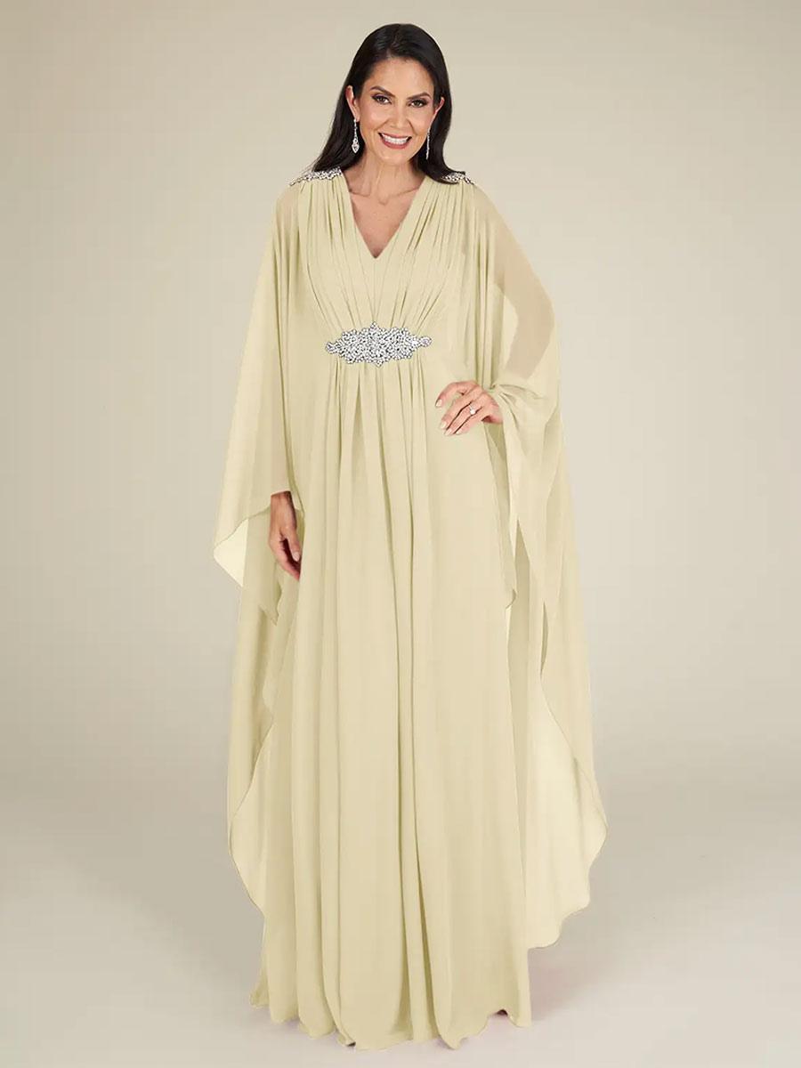 Chiffon Mother of the Bride Dresse V-Neck Sleeveless A-Line Applique Wedding Guest Dresses