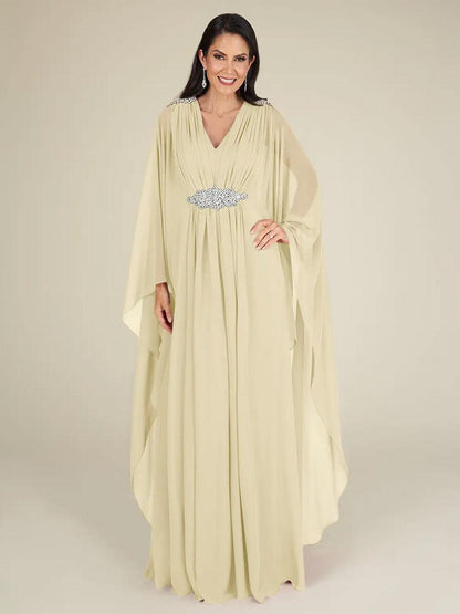 Chiffon Mother of the Bride Dresse V-Neck Sleeveless A-Line Applique Wedding Guest Dresses