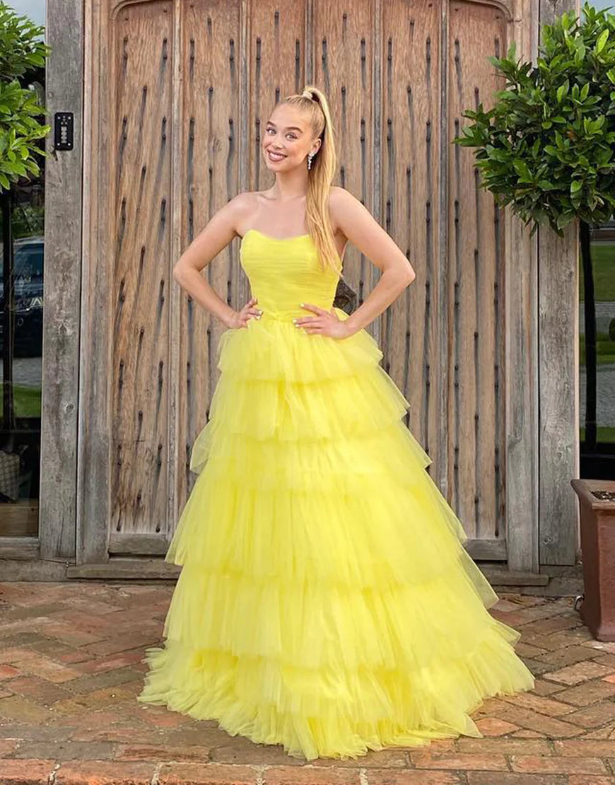 A-Line Sweetheart Tulle Princess Prom Dress