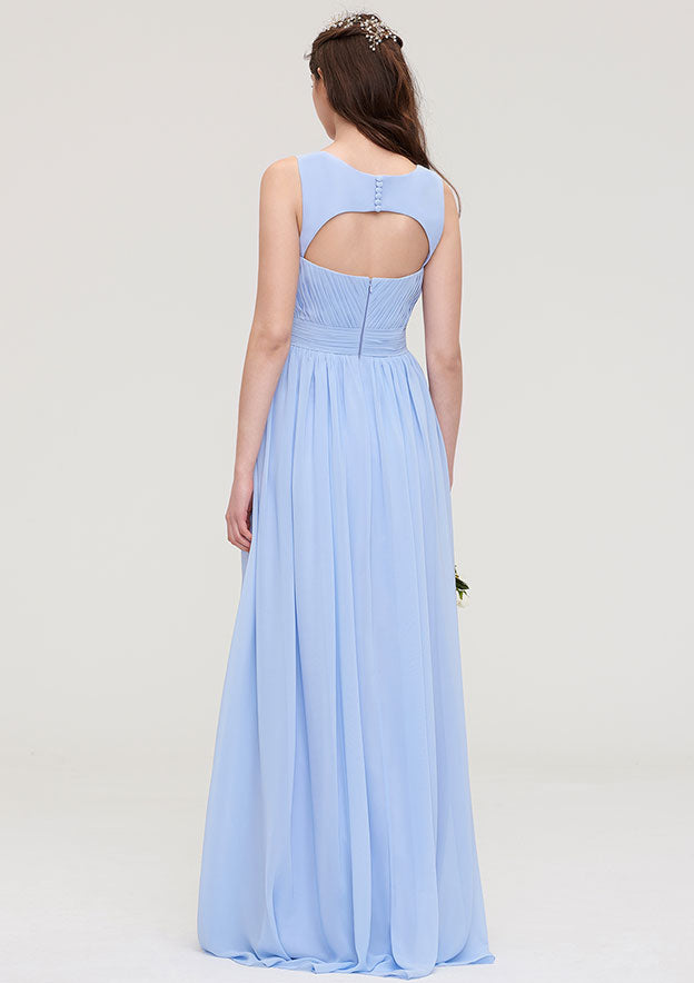 A-line Chiffon Bridesmaid Dress Sweetheart Sleeveless Long/Floor-Length With Pleated