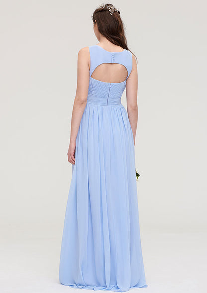 A-line Chiffon Bridesmaid Dress Sweetheart Sleeveless Long/Floor-Length With Pleated