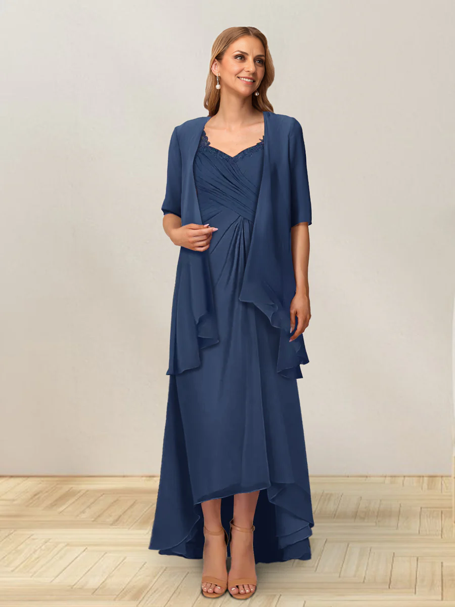 A-Line/Princess Sleeveless Long Formal Jacket Evening Dresses Mother of the Bride Dresse With Ruffles