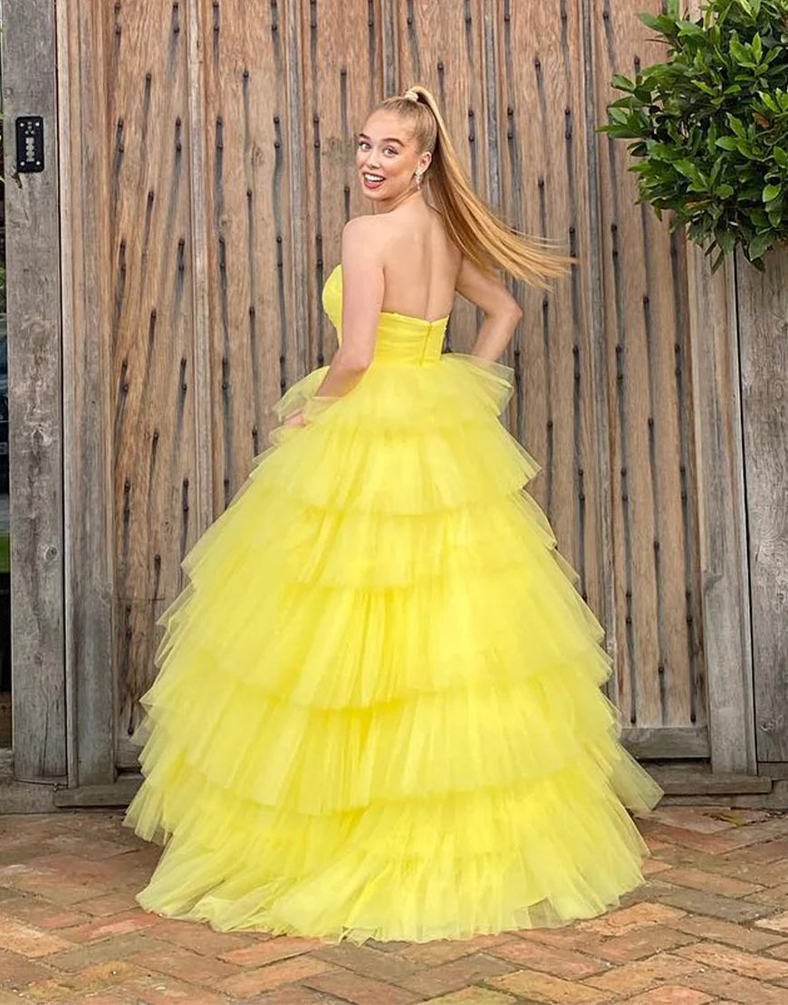 A-Line Sweetheart Tulle Princess Prom Dress