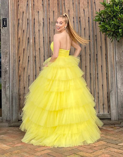A-Line Sweetheart Tulle Princess Prom Dress