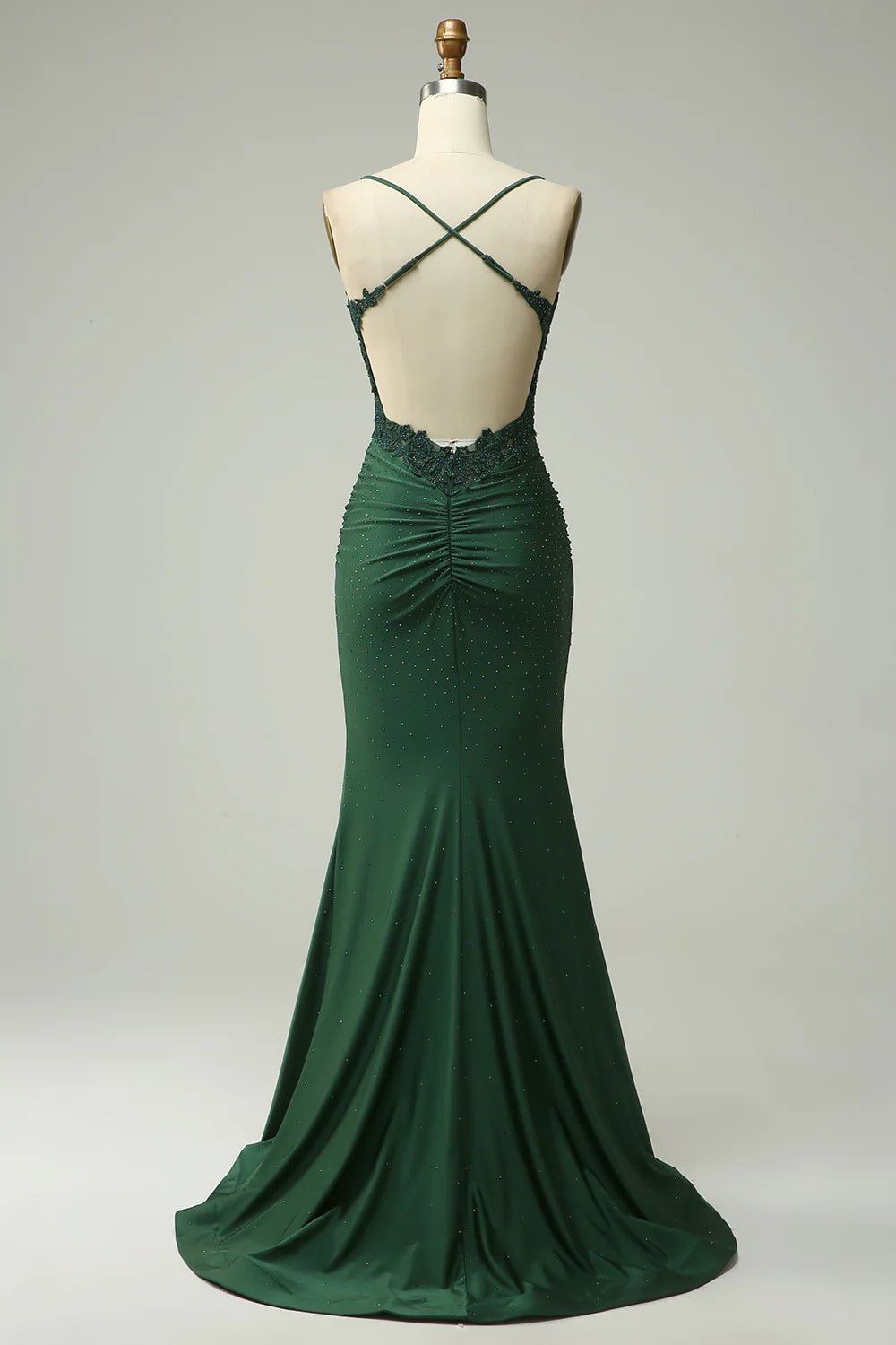 Mermaid Halter Court Train Dress Prom Dress with Appliques Beading