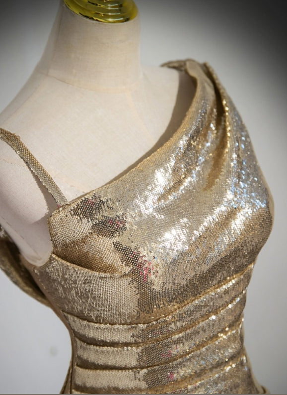 Sparkly Sequin Long Mermaid Prom Dress with Pleats